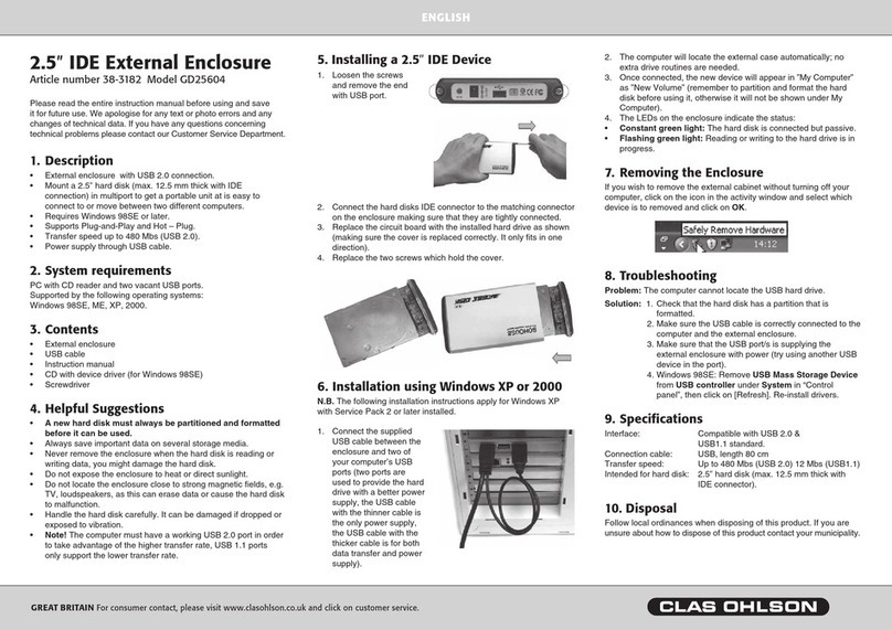 Clas Ohlson GD25604 quick start guide