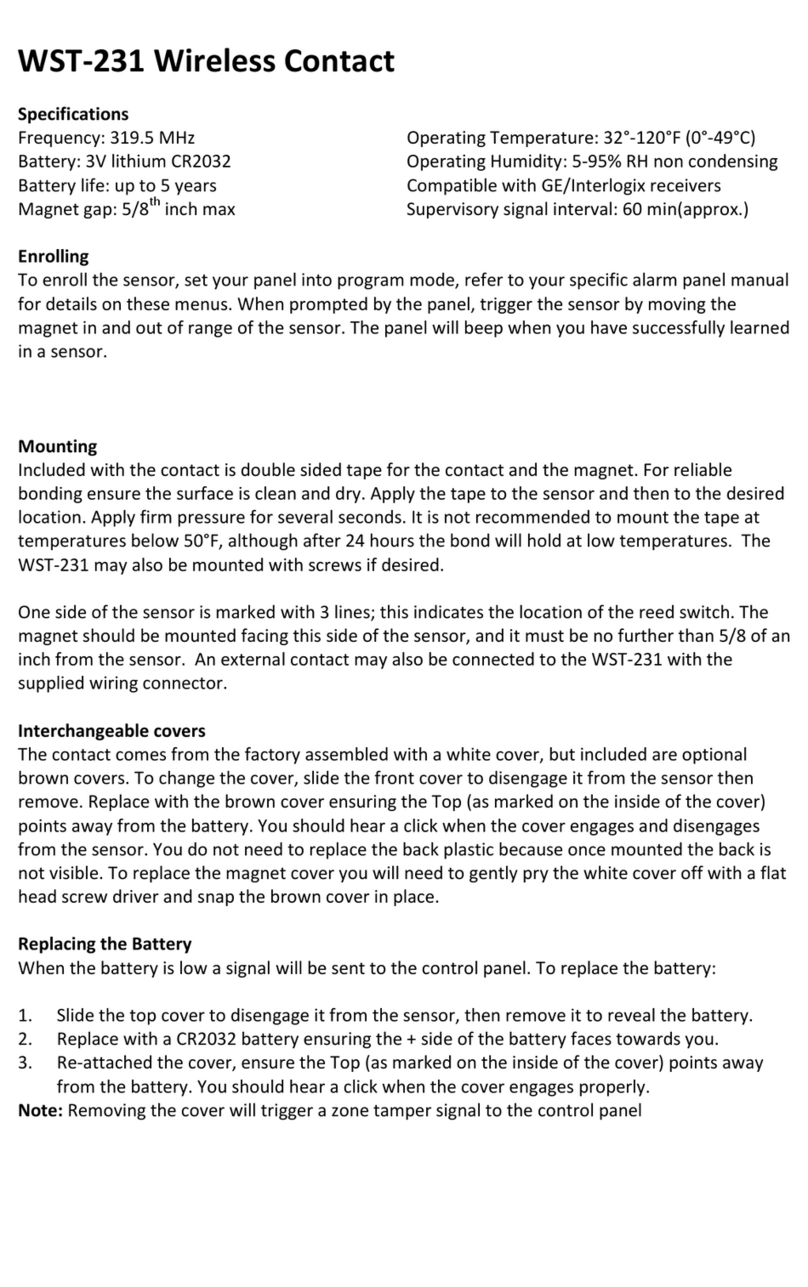Ecolink WST-231 User manual