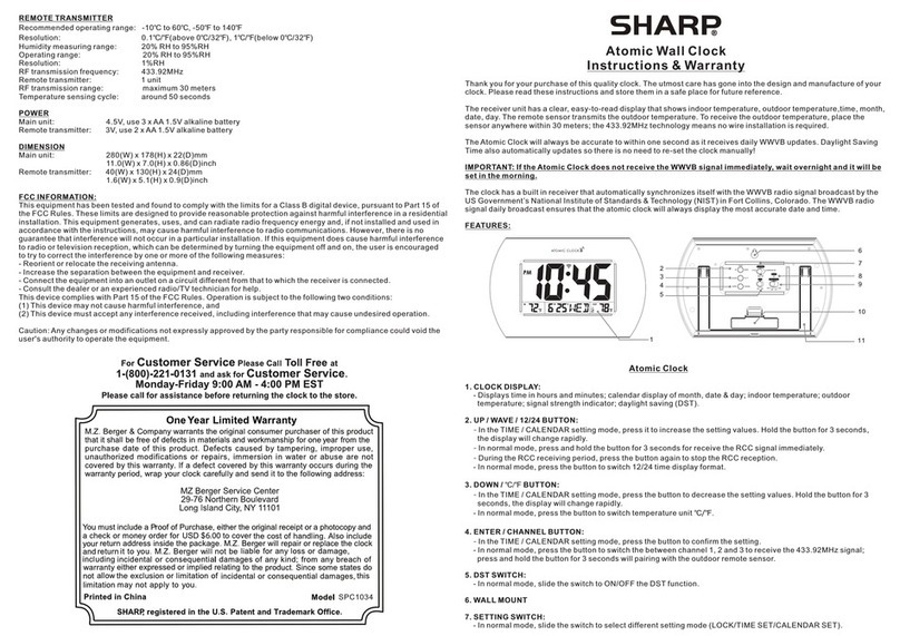 Sharp SPC1034 Instructions and warranty