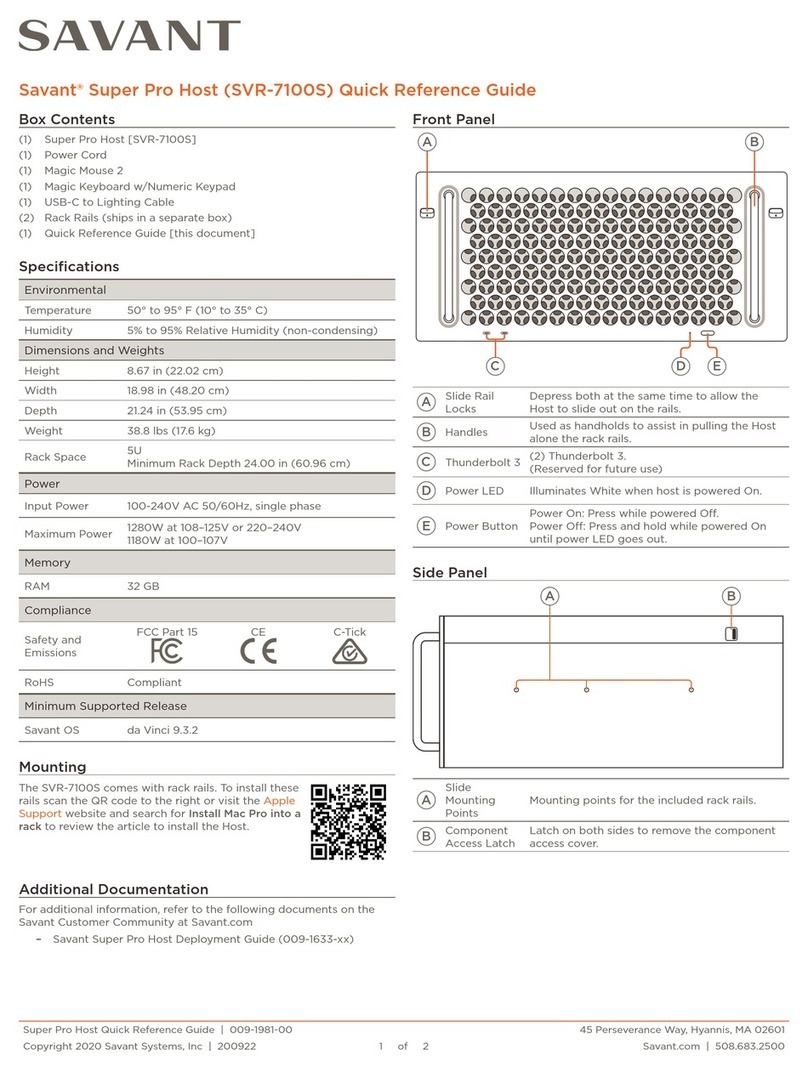 Savant Pro Host Quick reference guide