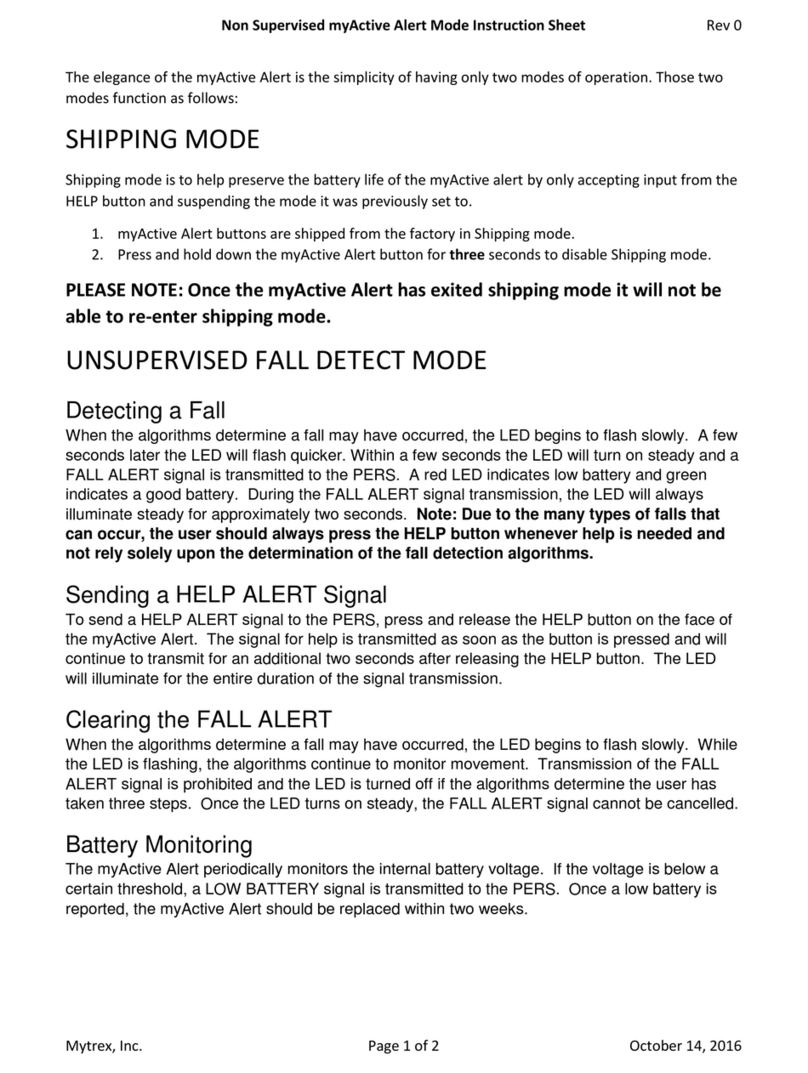 Mytrex myActive Alert instruction sheet