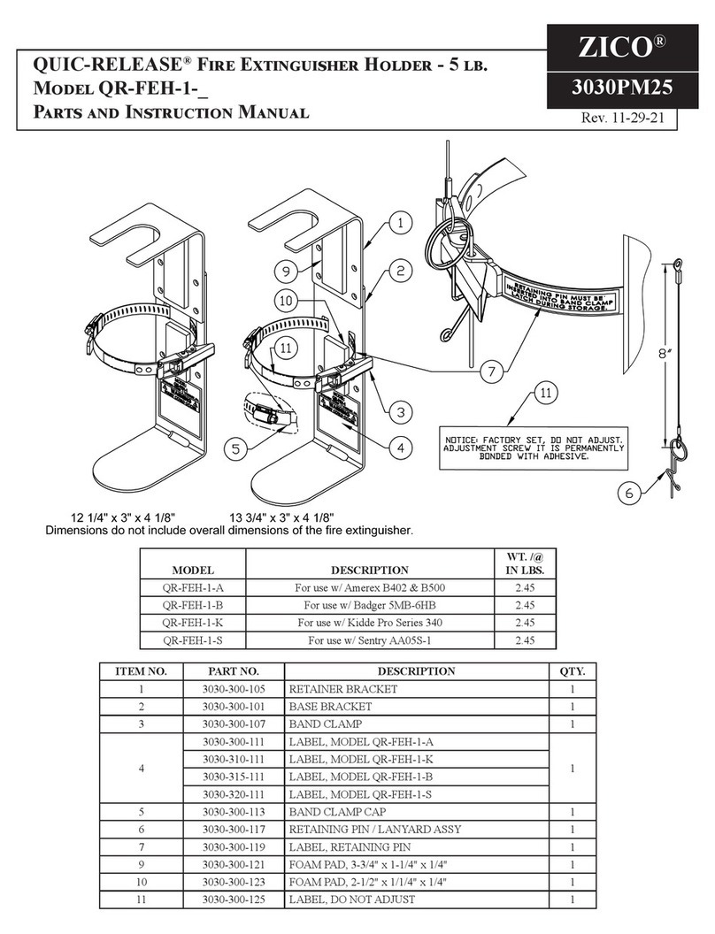 Zico QUIC-RELEASE QR-FEH-1-S Parts list manual