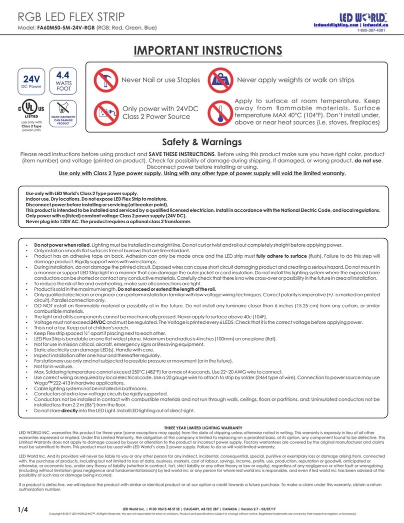 LED World FA60M50-5M-24V-RGB Important instructions LED World FA60M50-5M-24V-RGB Important instructions