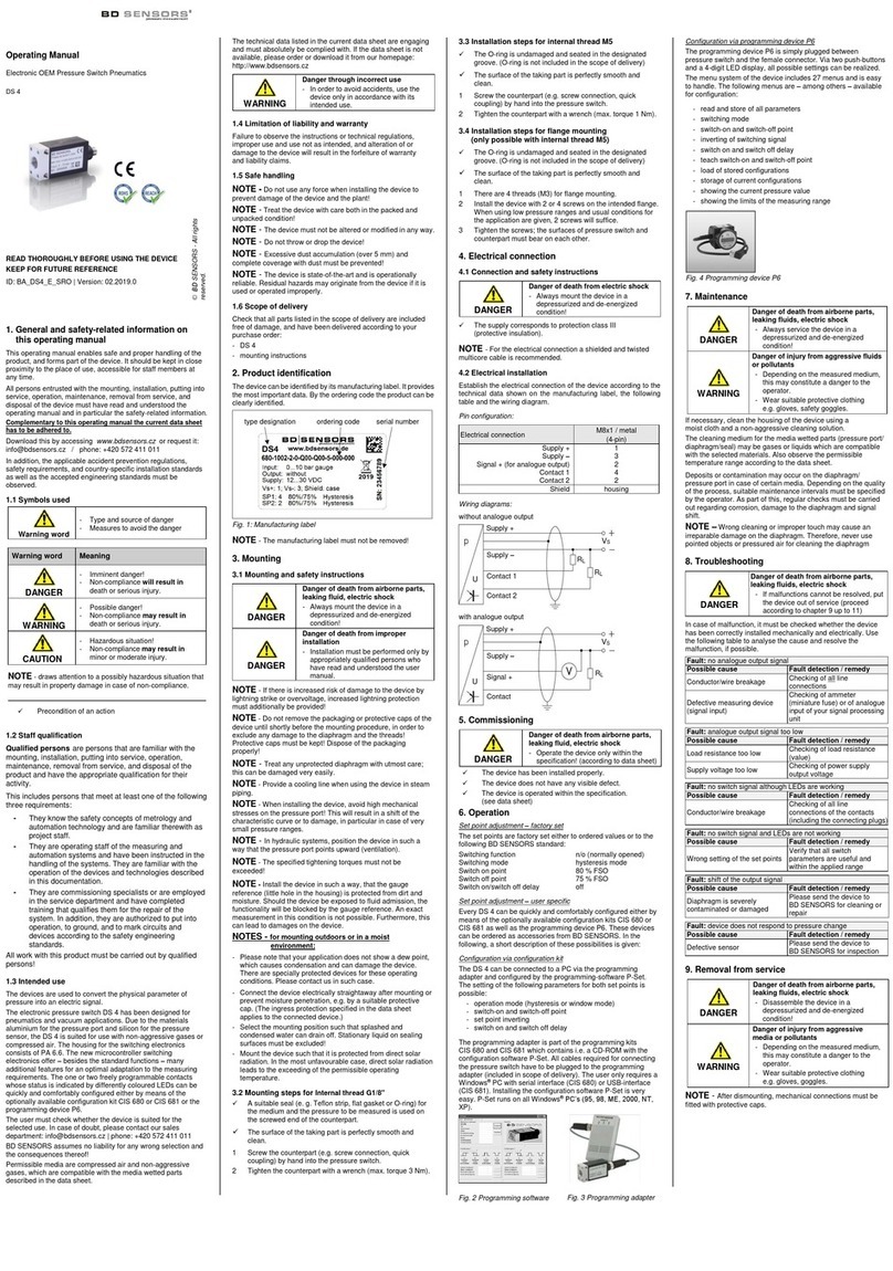 BD Sensors DS 4 User manual