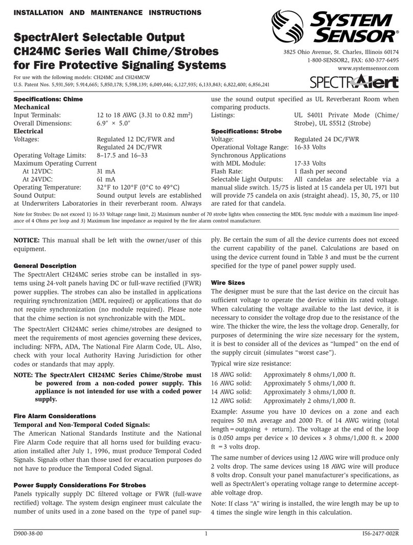 System Sensor SpectrAlert CH24MC Series Installation and maintenance instructions System Sensor SpectrAlert CH24MC Series Installation and maintenance instructions