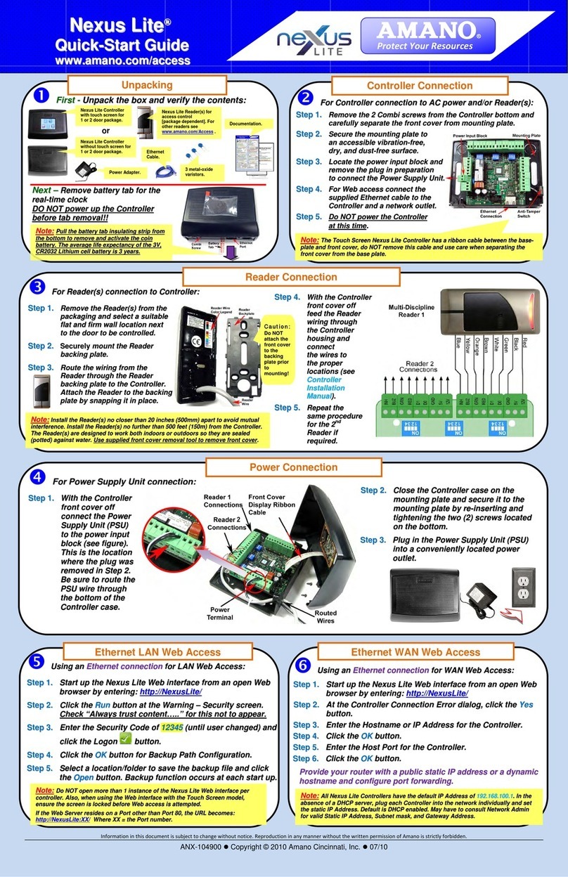 Amano Nexus Lite quick start guide