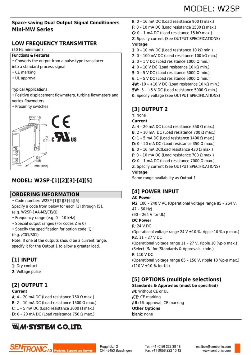 SENTRONIC Mini-MW Series operating instructions SENTRONIC Mini-MW Series operating instructions