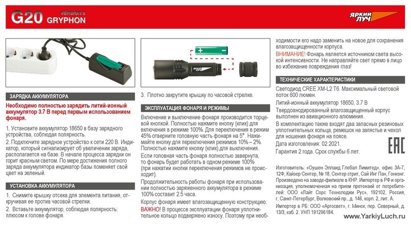 Yarkiy Luch GRYPHON G20 V2 User manual