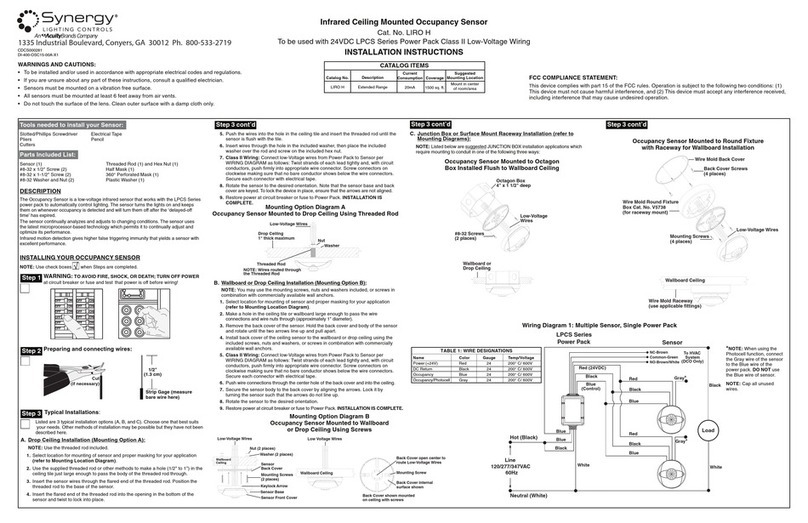 Acuity Brands Synergy LIRO H installation instructions Acuity Brands Synergy LIRO H installation instructions