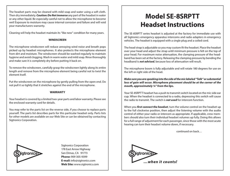 Sigtronics SE-8SRPTT User manual
