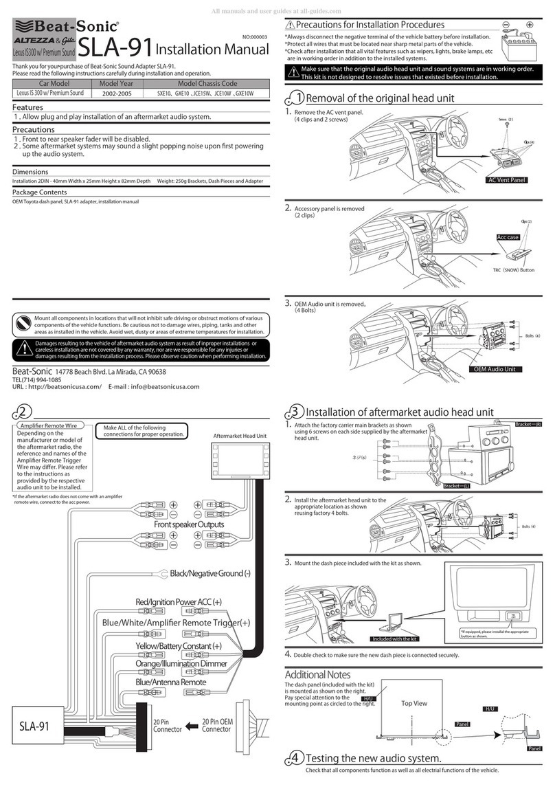Beat-Sonic Altezza & Gita SLA-91 installation manual Beat-Sonic Altezza & Gita SLA-91 installation manual