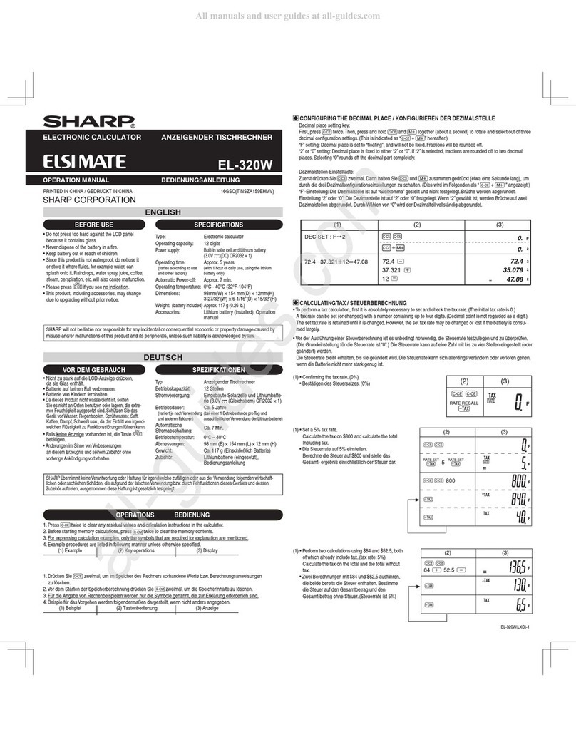 Sharp ELSI MATE EL-320W User manual