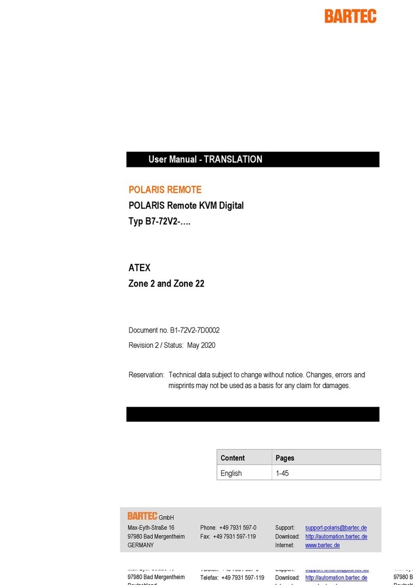 Bartec Polaris Remote 15" User manual