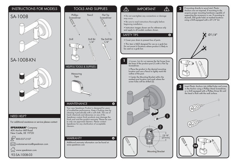 Speakman SA-1008 quick start guide
