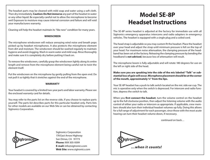 Sigtronics SE-8P Series User manual