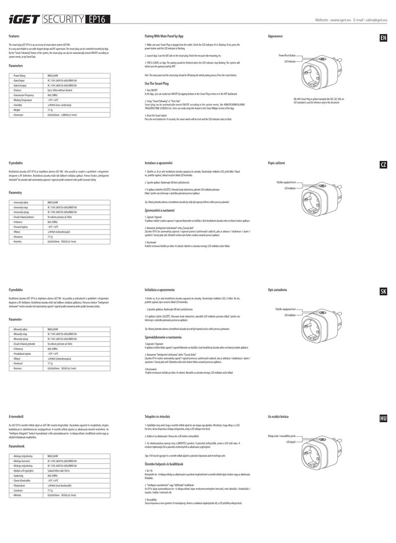 Iget SECURITY EP16 User manual