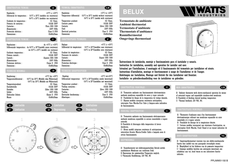 Watts Industries BELUX Instructions for installation and operation Watts Industries BELUX Instructions for installation and operation