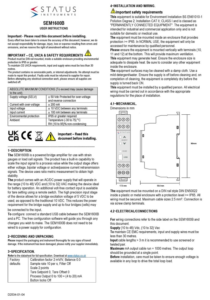 Status Instruments SEM1600B User manual