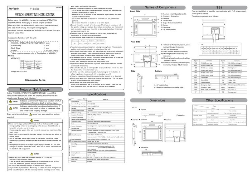 RS Automation AnyTouch V+ Series operating instructions