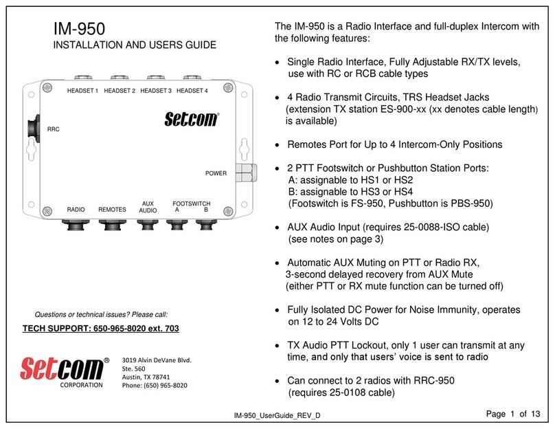 Setcom IM-950 Installation and user guide