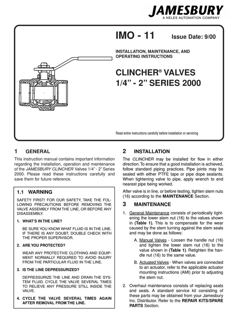 Neles JAMESBURY CLINCHER 2000 Series Installation maintenance and operating instructions Neles JAMESBURY CLINCHER 2000 Series Installation maintenance and operating instructions