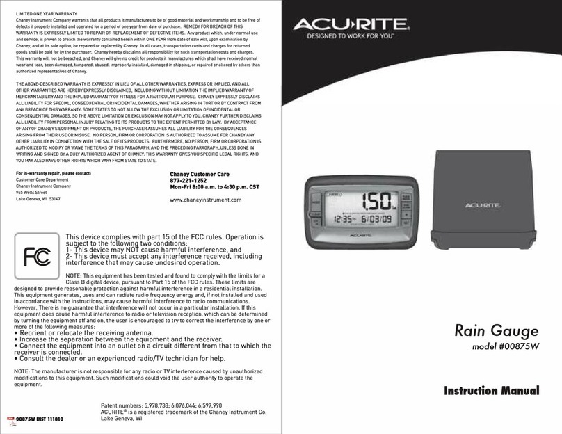 Chaney Instrument Acurite 00875W instruction manual