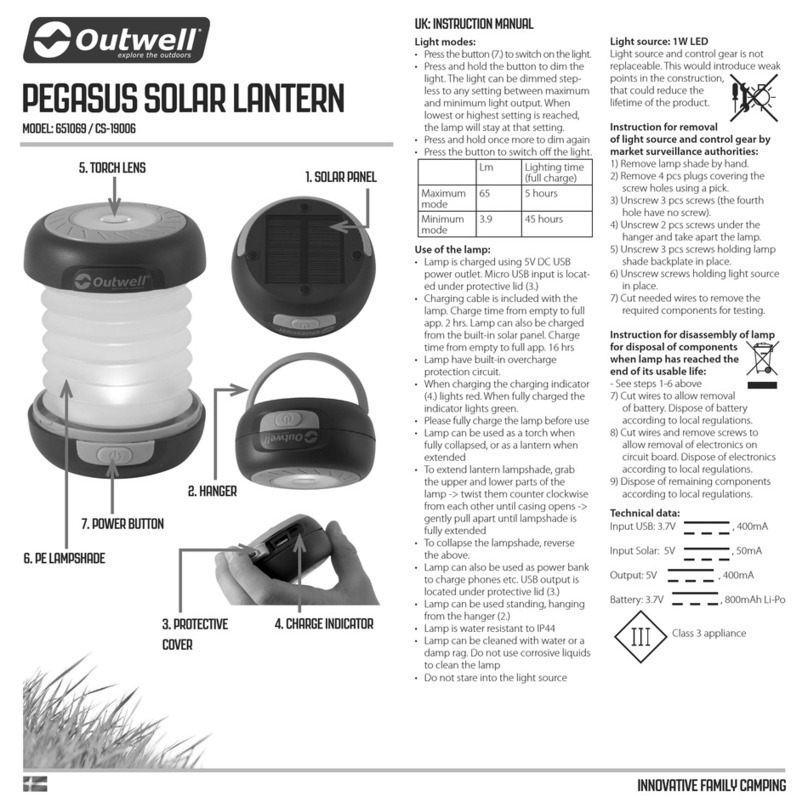 Outwell PEGASUS instruction manual