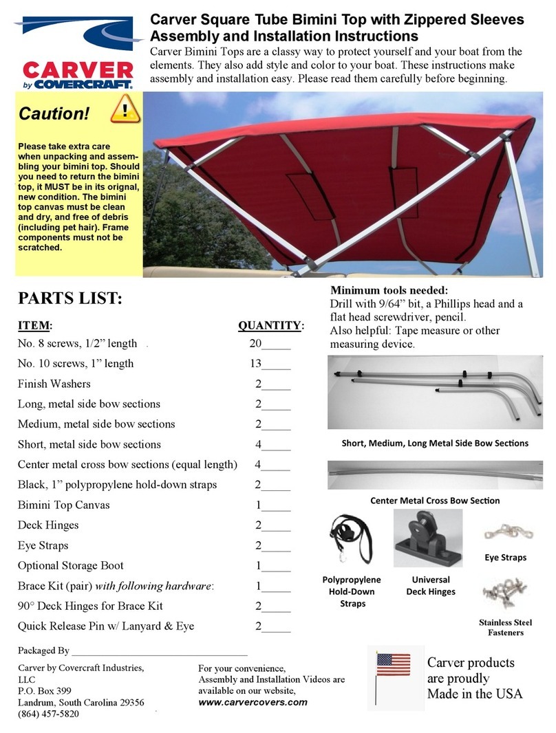 CoverCraft Bimini Assembly and installation instructions