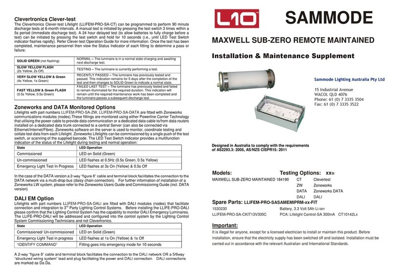 Sammode L10 MAXWELL SUB-ZERO MAINTAINED 184190 Installation & maintenance