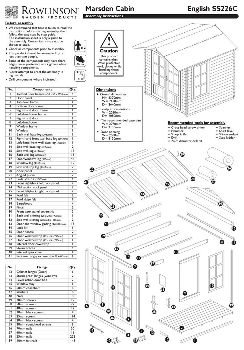 Rowlinson Garden Products Marsden Cabin User manual Rowlinson Garden Products Marsden Cabin User manual