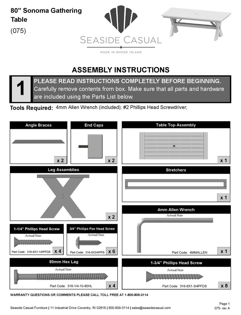 Seaside Casual Sonoma Gathering Table 075 Assembly instructions
