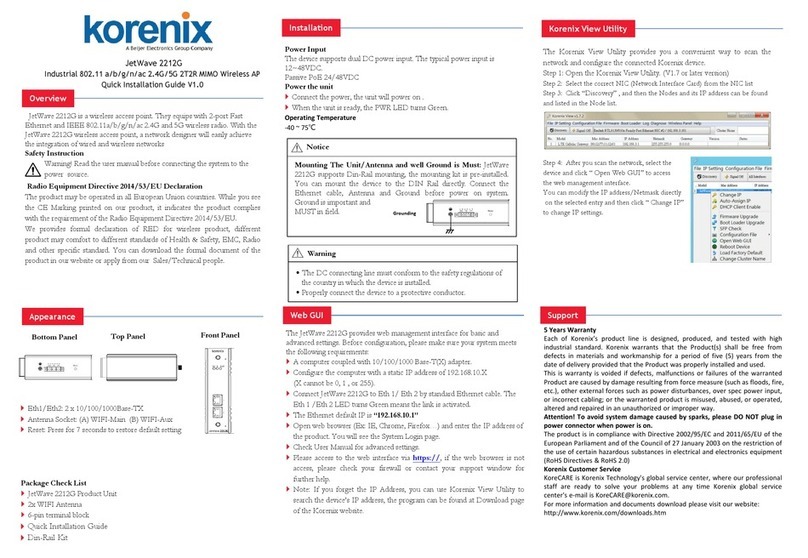 Korenix JetWave 2212G Quick installation guide