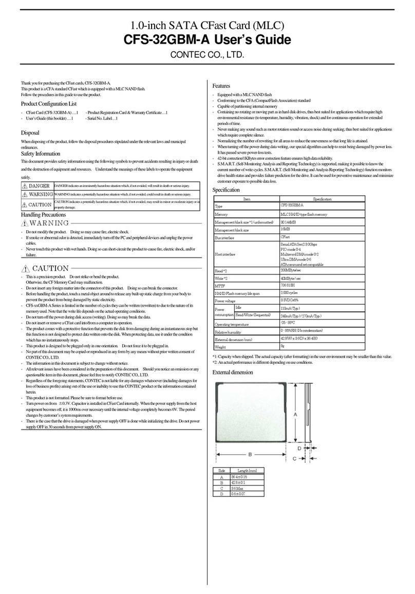 Contec CFast CFS-32GBM-A User manual