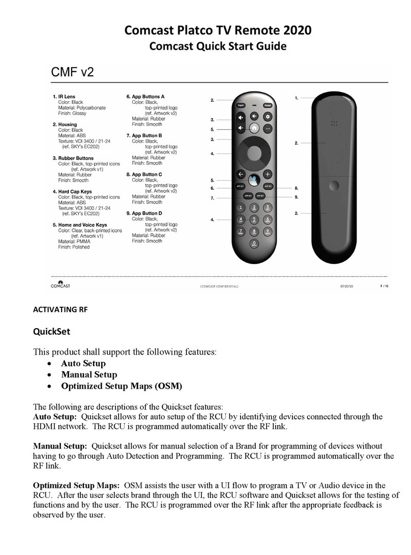 Comcast Platco TV Remote 2020 quick start guide