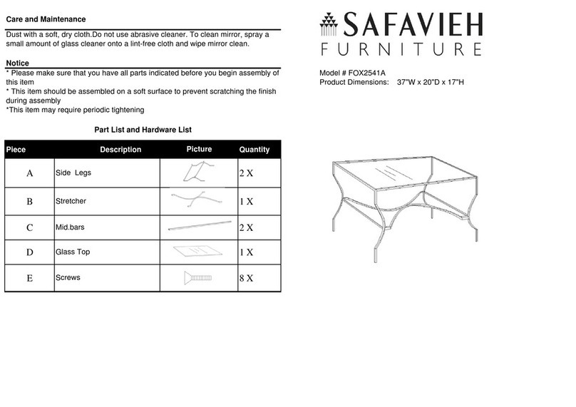 Safavieh Furniture FOX2541A quick start guide Safavieh Furniture FOX2541A quick start guide