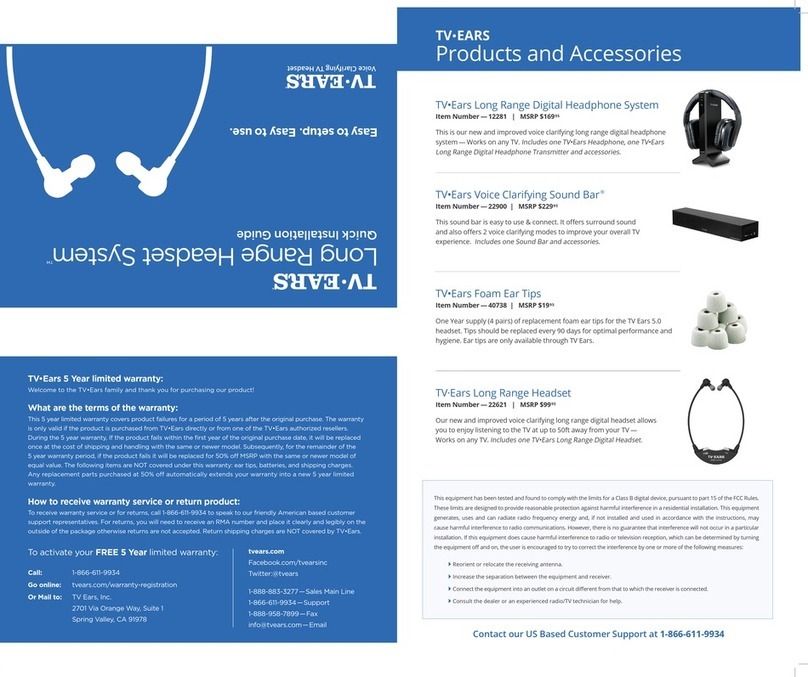 TV Ears 12281 Quick installation guide