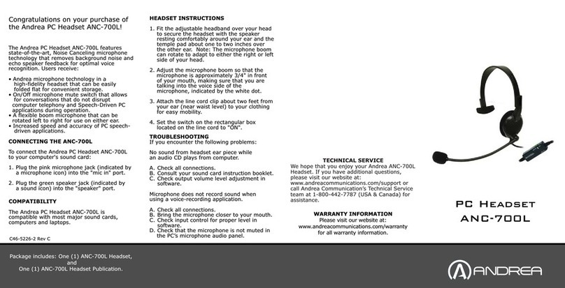 Andrea ANC-700L quick start guide