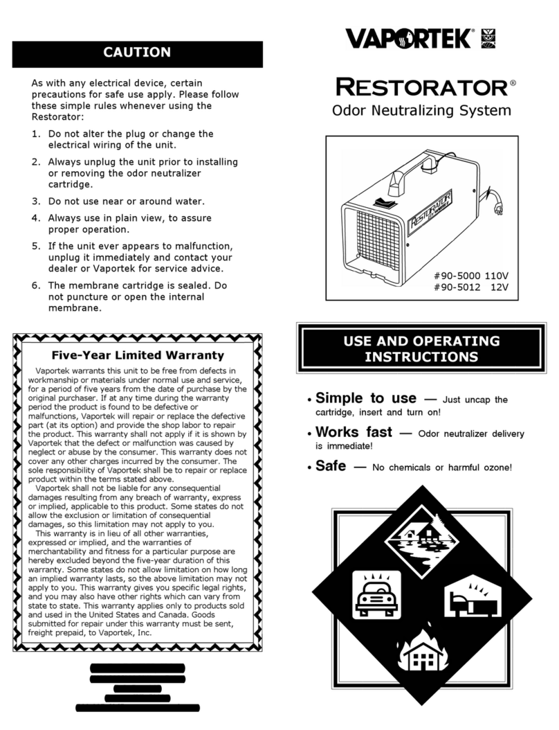Vaportek Restorator 90-5000 Use and Operating Instructions