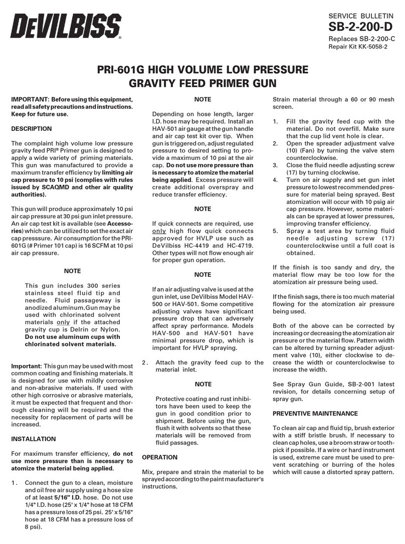 DeVilbiss PRI-601G Reference manual