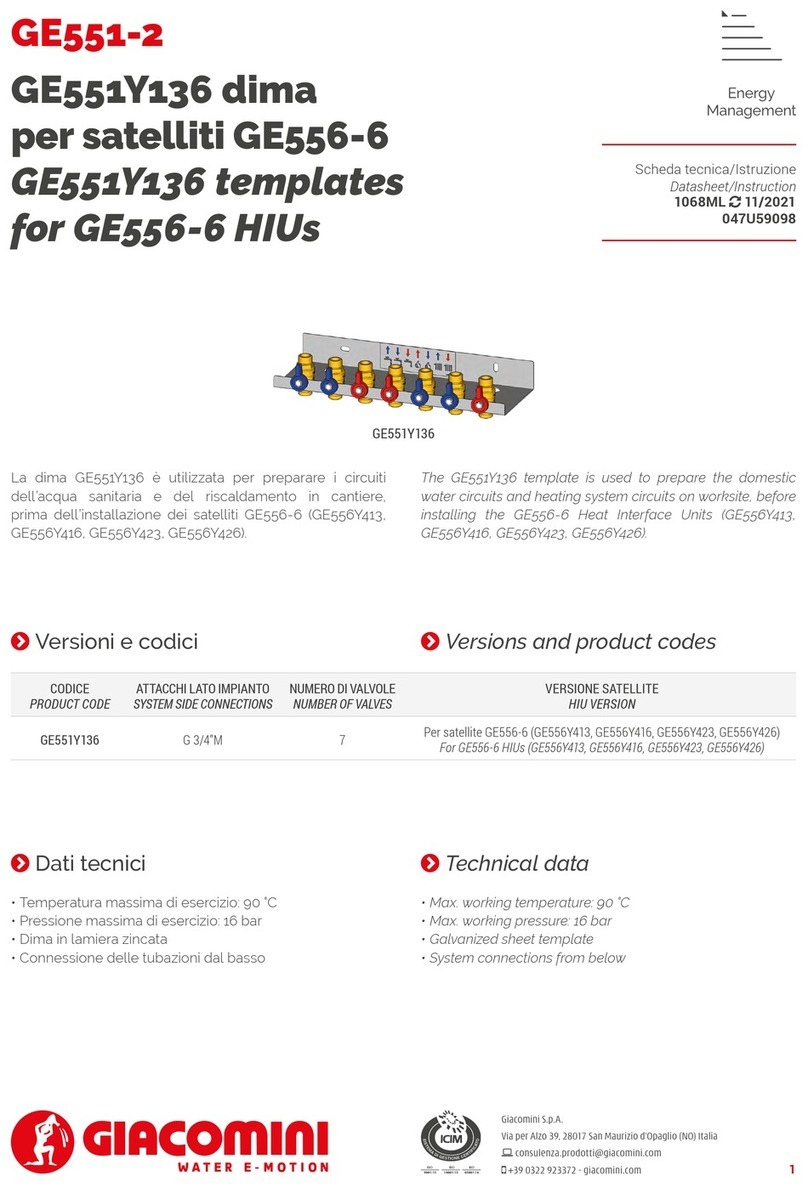 Giacomini GE556Y413 Datasheet / Operating Instructions