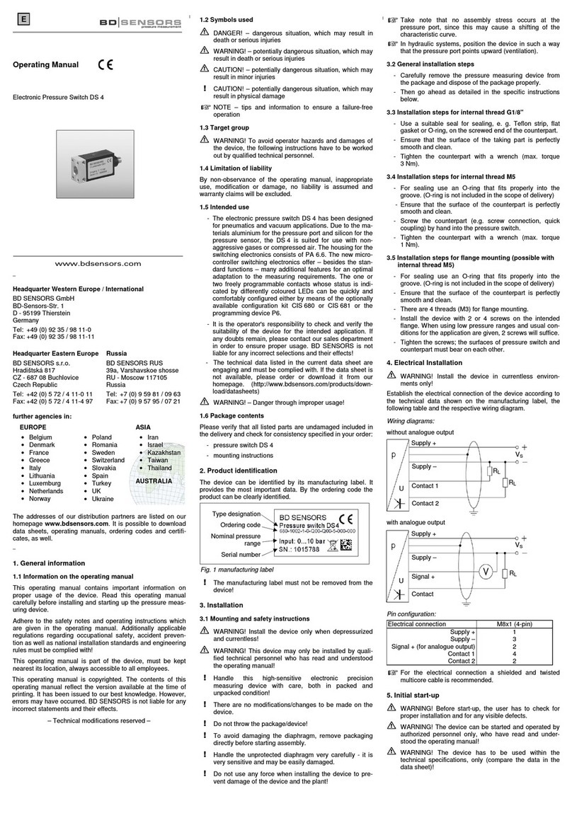 BD Sensors DS 4 User manual