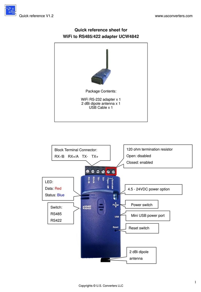 Usconverters UCW4842 Quick reference sheet Usconverters UCW4842 Quick reference sheet