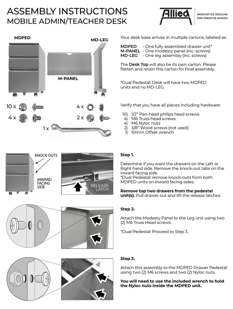 Allied MOBILE ADMIN/TEACHER DESK MTSP2454 Assembly instructions