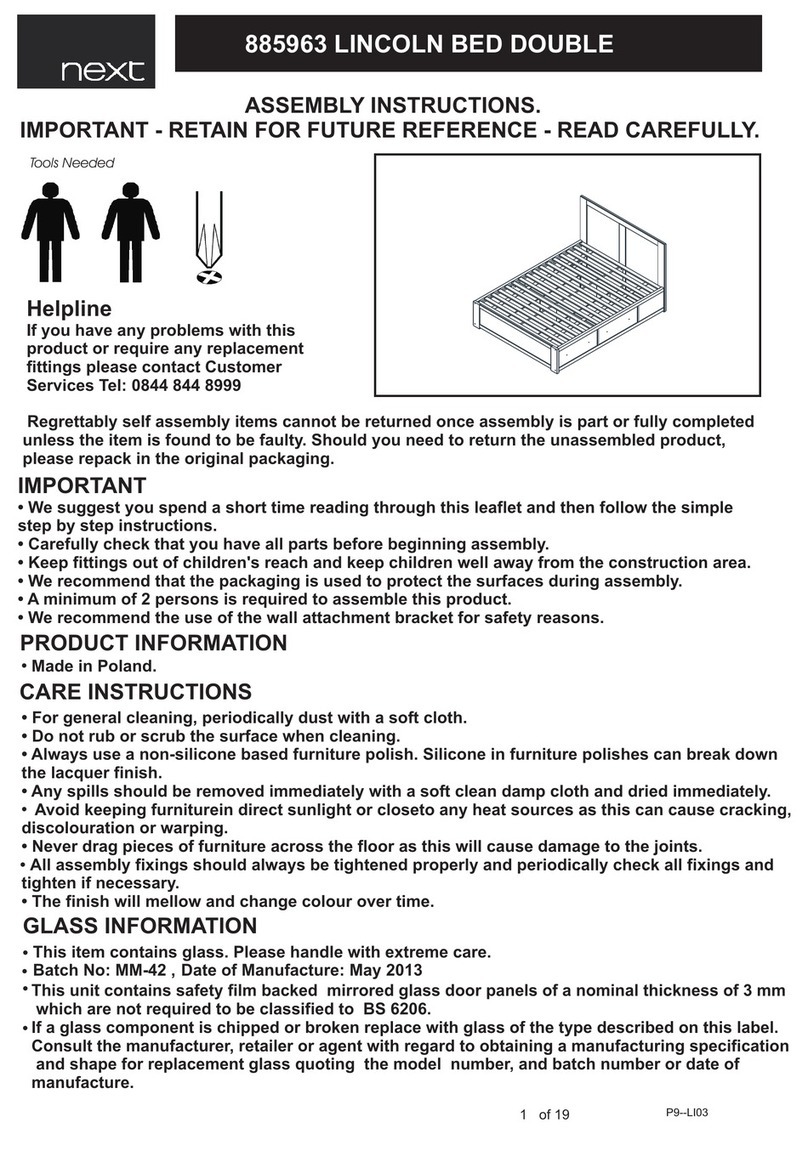Next LINCOLN BED DOUBLE 885963 Assembly instructions Next LINCOLN BED DOUBLE 885963 Assembly instructions