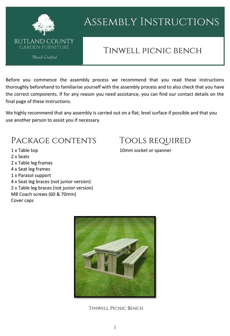 Rutland County Garden Furniture Tinwell picnic bench User manual