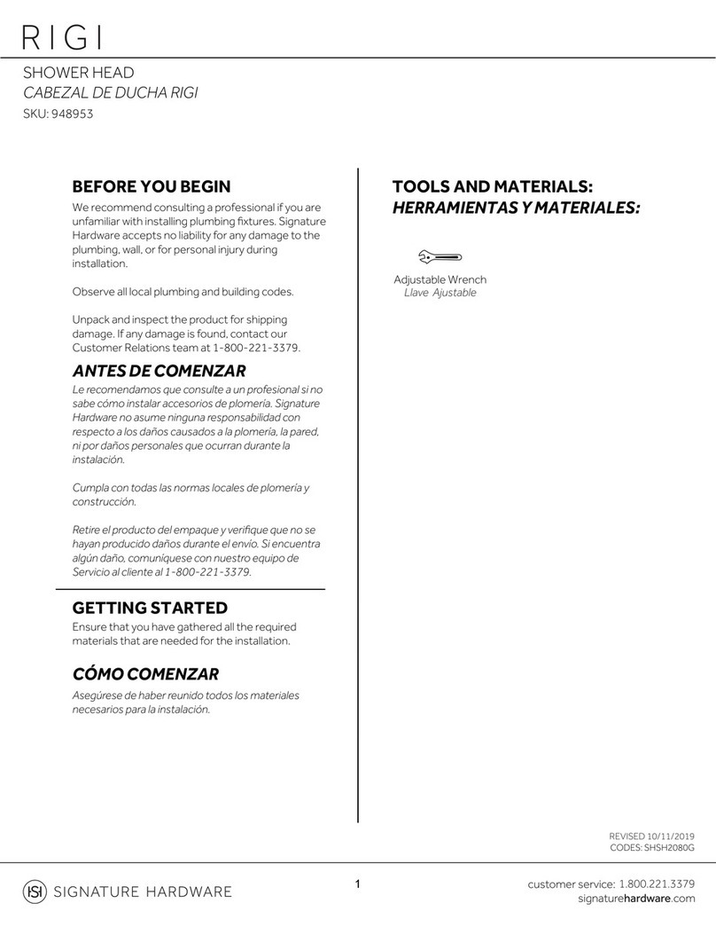 Signature Hardware RIGI 948953 Instruction sheet Signature Hardware RIGI 948953 Instruction sheet