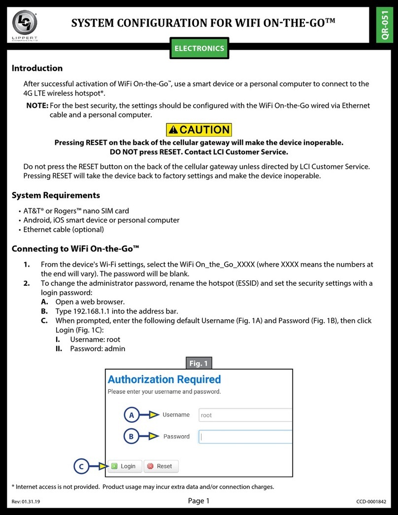 Lippert Components WiFi On-the-Go System configuration