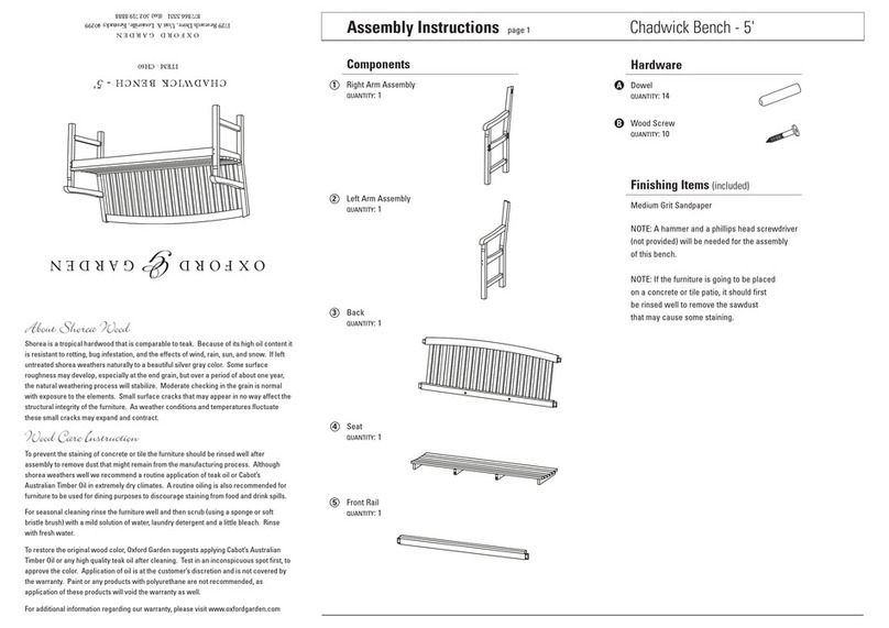 Oxford Garden CHADWICK CH60 Assembly instructions