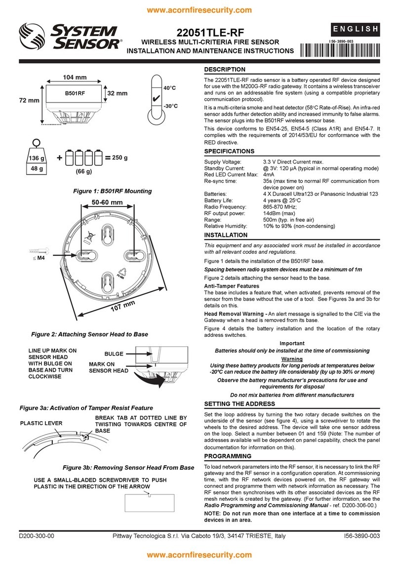 System Sensor 22051TLE-RF-26 User manual