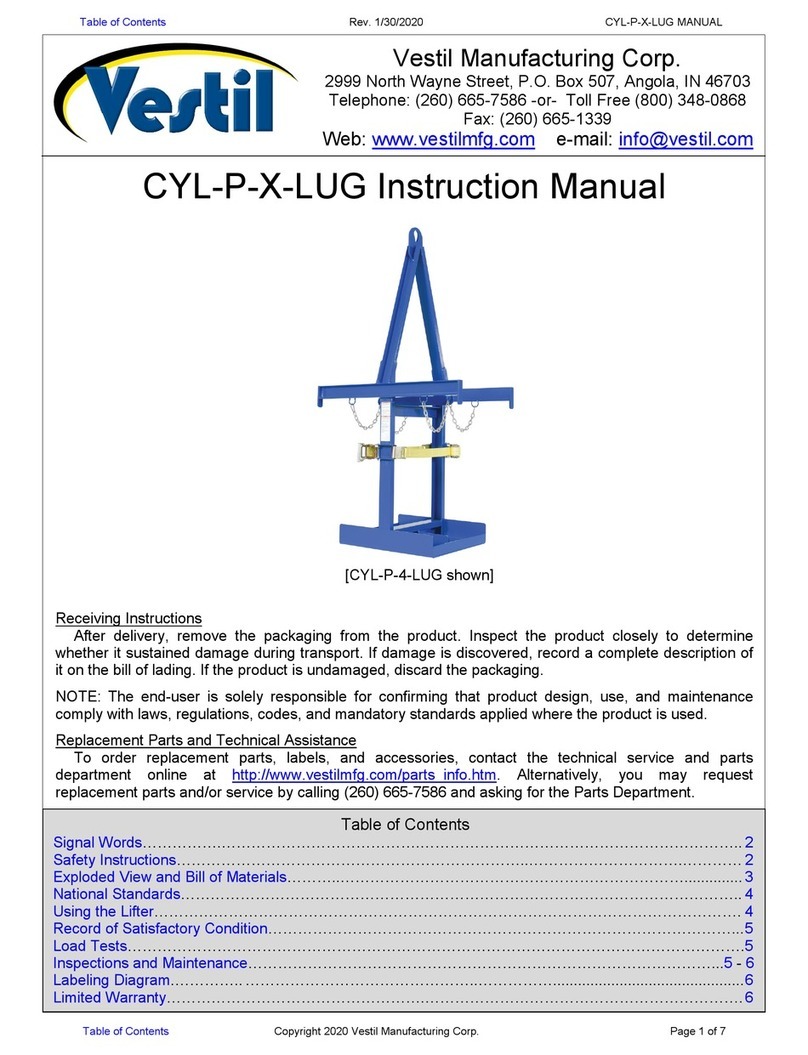 Vestil CYL-P-LUG Series User manual